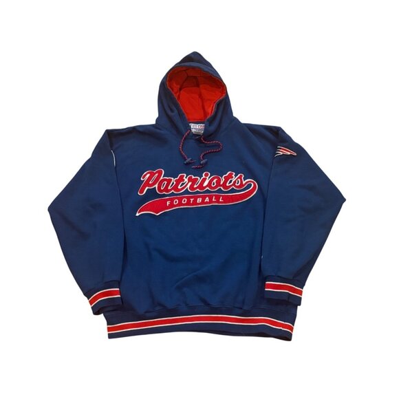 Vintage Starter New England Patriots NFL Tail Sweep Script Hoodie Sweatshirt L - Picture 1 of 7